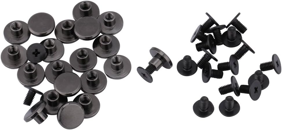 Walfront 20-Pack Flat Head Brass Rivets 5mm Black for Leather Craft DIY Belt Bag Shoe Repair Decoration Supplies