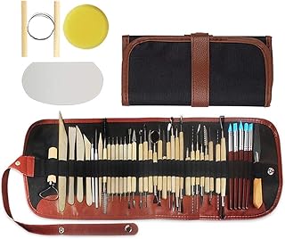 46 Stück Töpferwerkzeug-Set Ton-Modellierwerkzeuge Tonwaren-Set Schnitzwerkzeuge Handwerk Anfänger Geschenk Einfach zu bedienen Ideal für Tonbildhauerei Modellieren Schnitzen Schaben Formung Glätten