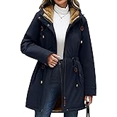 Yusongirl Parka Jacket Women Waterproof Fleece Lined Hooded Warm Winter Coat with Pockets for Daily Commute & Outdoor