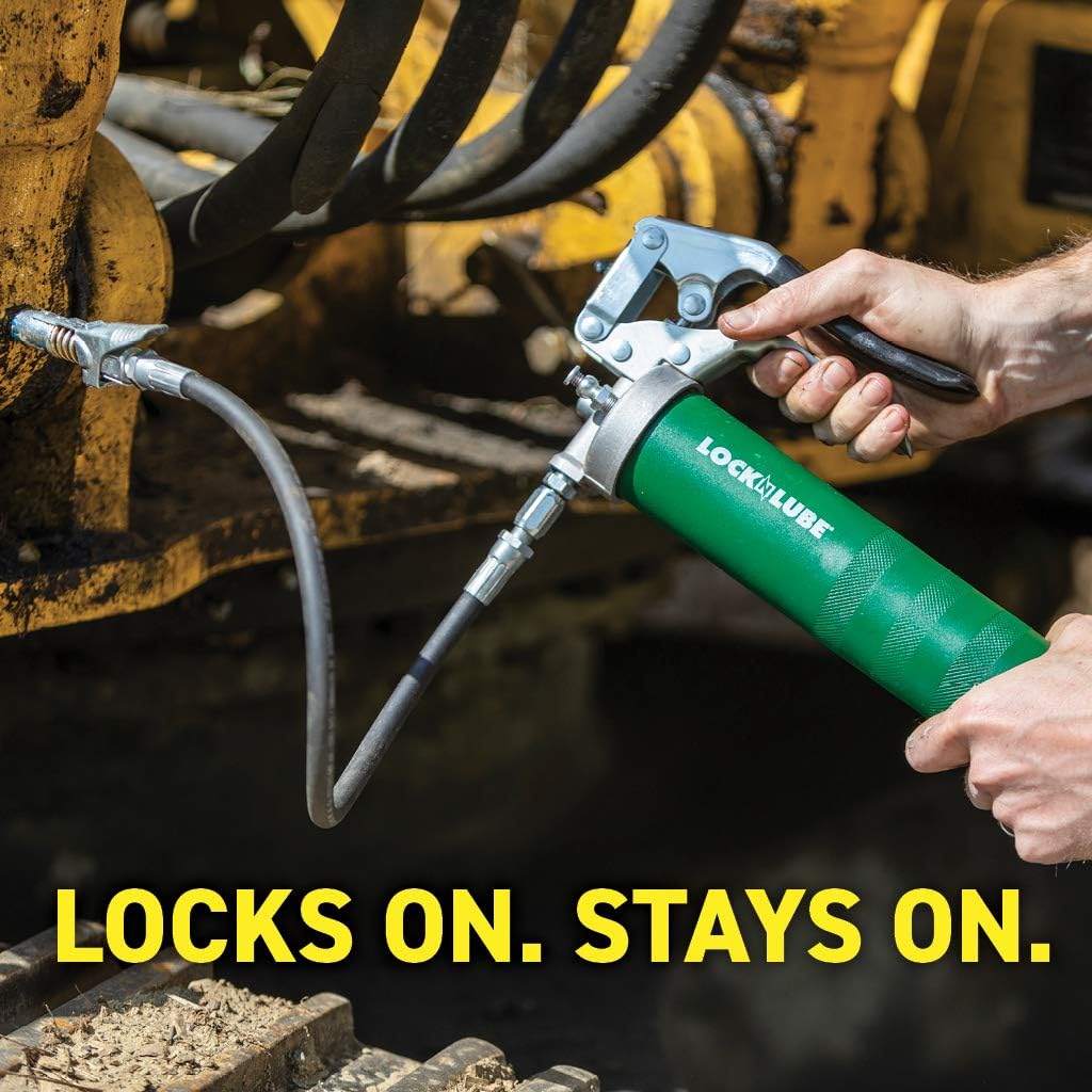 LockNLube Grease Gun Coupler locks onto Zerk fittings. Grease goes in, not on the machine. World's best-selling original locking grease coupler. Rated 10,000 PSI. Long-lasting rebuildable tool.: Home Improvement