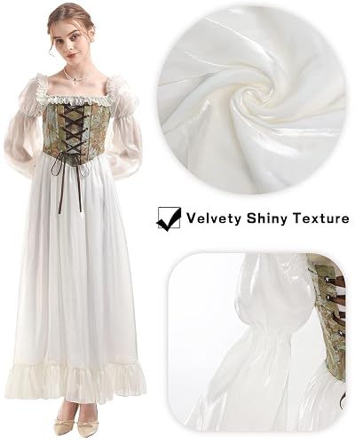 NSPSTT White Renaissance Dress Women Fairy Dress Victorian Medieval Costume,  Fairy Green, XL in Kenya