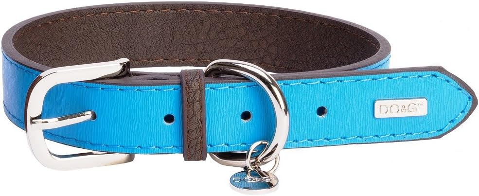 DO & G Leather Collection Dog Collar, Small, Blue