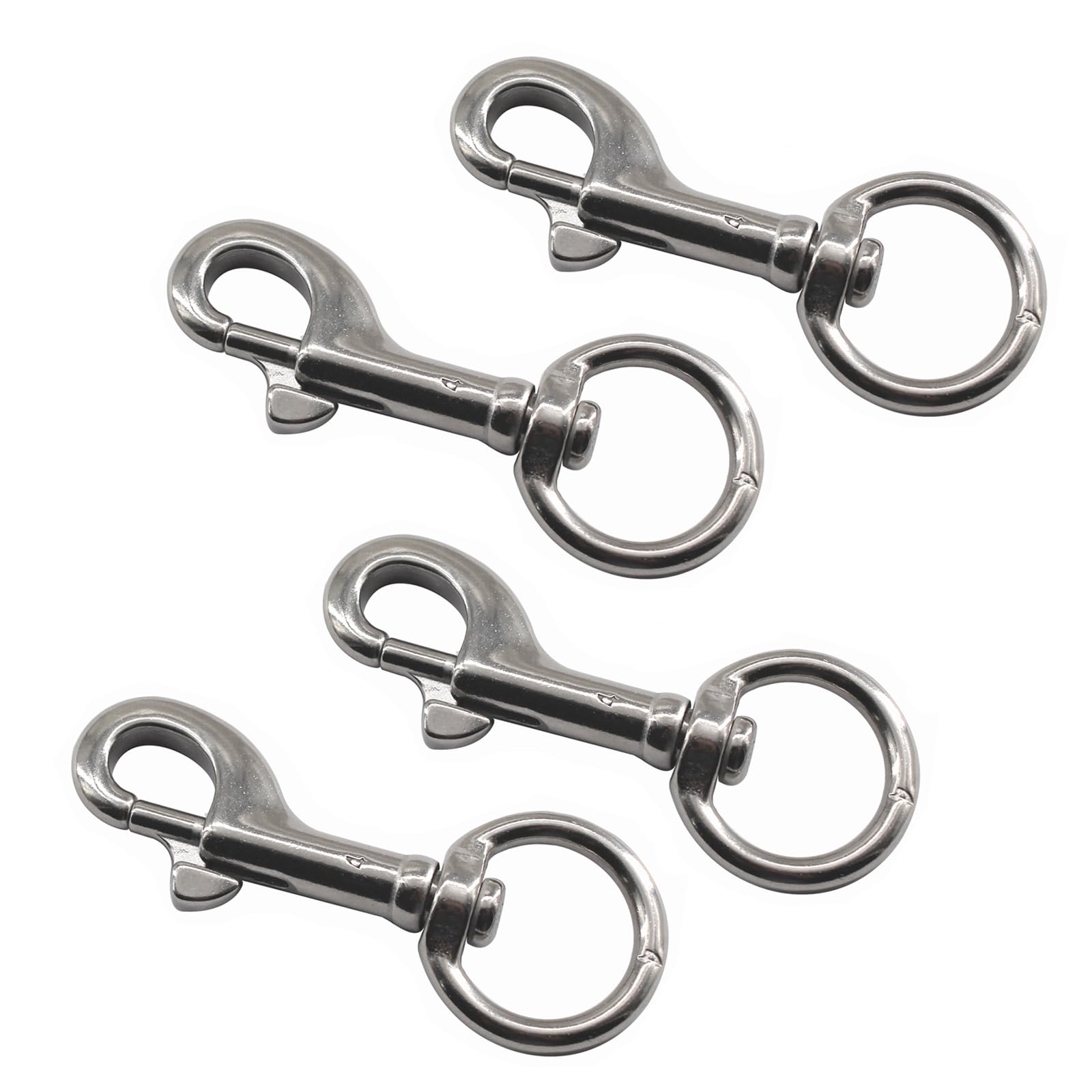 （4 Pieces) 64mm Swivel Eye Snap Hooks 316 Stainless Steel Marine Grade Single Ended Trigger Chain Clip for Dog Leash,Key Chain,Boat Ropes and Cages