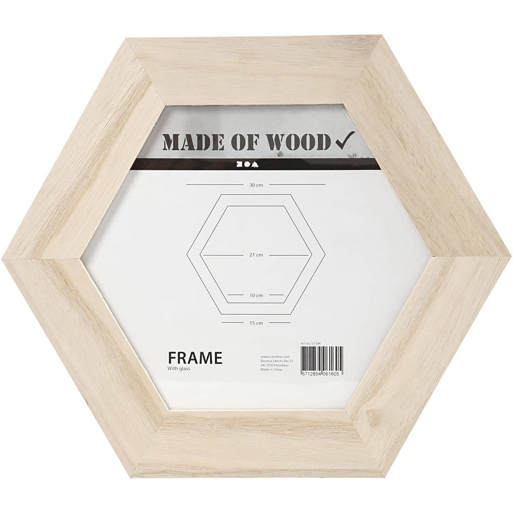 Marco de madera con cristal, hexagonal, dia: 30x30 cm, tallar ...