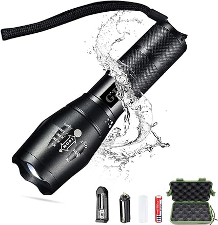 gjp linterna led recargable alta potencia militar linterna tactica lampara portatil 1600 lumenes ipx6 impermeable linterna para