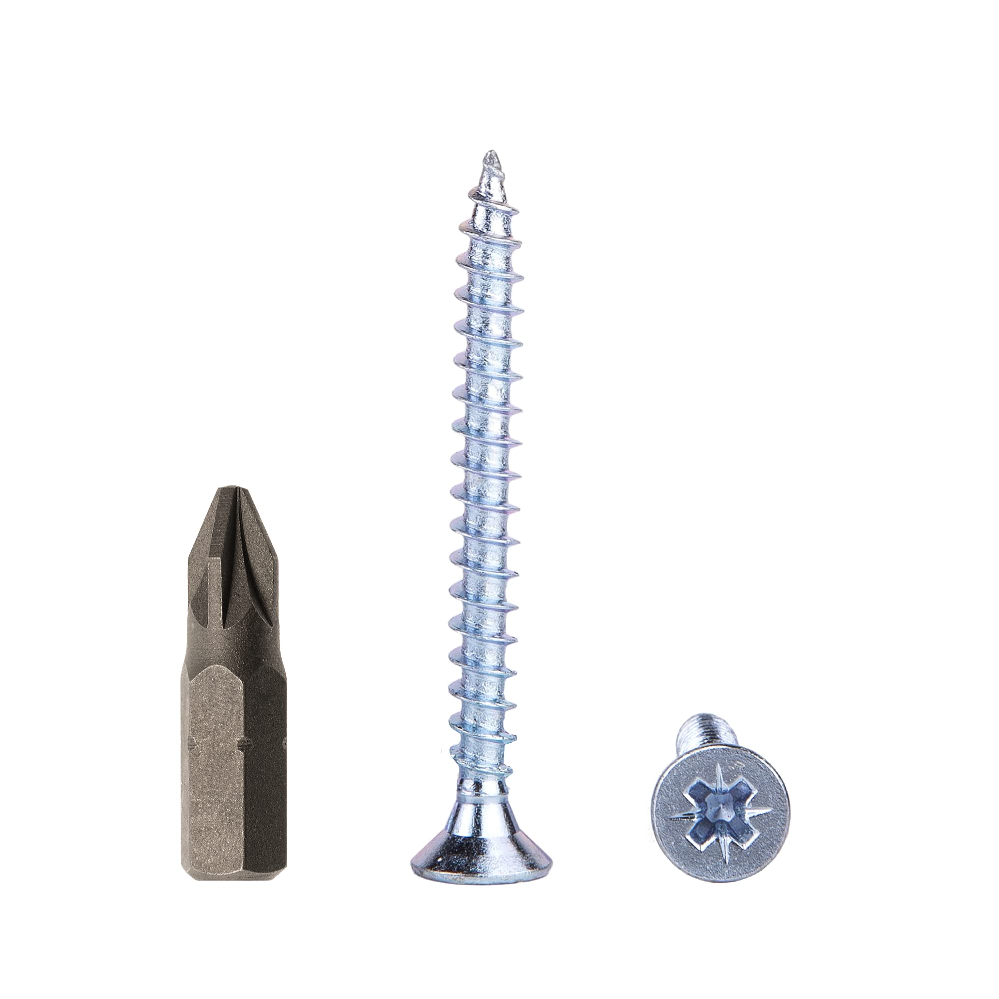 (Pack of 500 pcs) Zinc Plated Steel 4.0 x 40 mm Wood Screws, Chipboard Screws, Universal Pozi-Drive Screw, PZ Fully Threaded, Countersunk Head (500, 4.0 x 40 mm)