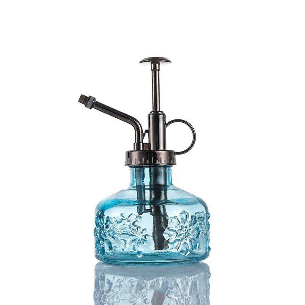ZIUHEOA Blue Glass & Plastic Plant Mister Sprayer, 6" Tall, 180ML Capacity, Handheld, Indoor/Outdoor Use, Watering & Cleaning