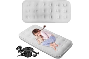 2 Pcs Kids Air Mattress Toddler Inflatable Airbed 55x27.6x8.7 Inch Foldable Comfort Flocked Blow up Bed with Patch Kit Portab