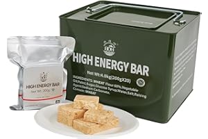 BDH Emergency Food Rations Meal Ready To Eat, Long Self Life 18400 Calorie Survival Tabs Perfect for Camping, Hiking, Army Outdoor Disaster, 20 Pack with Tin Box