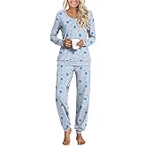 HOTGIFT Womens Pajamas Sets, 2 Piece Lounge Pjs Set Long Sleeve Long Pant Ladies Sleepwear with Pockets Soft