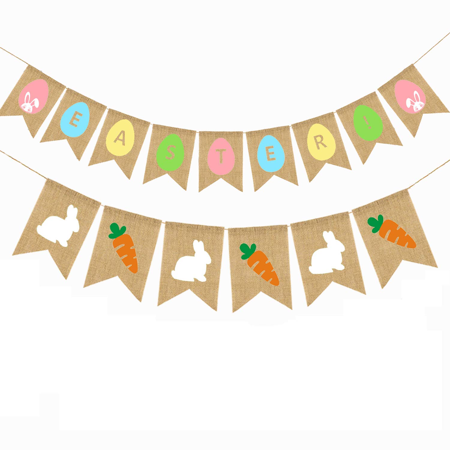 Delifur Happy Easter Banner Bunny And Carrot Banner For Party