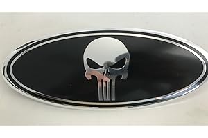 Exotic store F-9SKB Black Punisher Modified Emblem For FORD EXPLORER EDGE F-150 F-250 F350 Rear OVAL Punisher EMBLEM FRONT GR