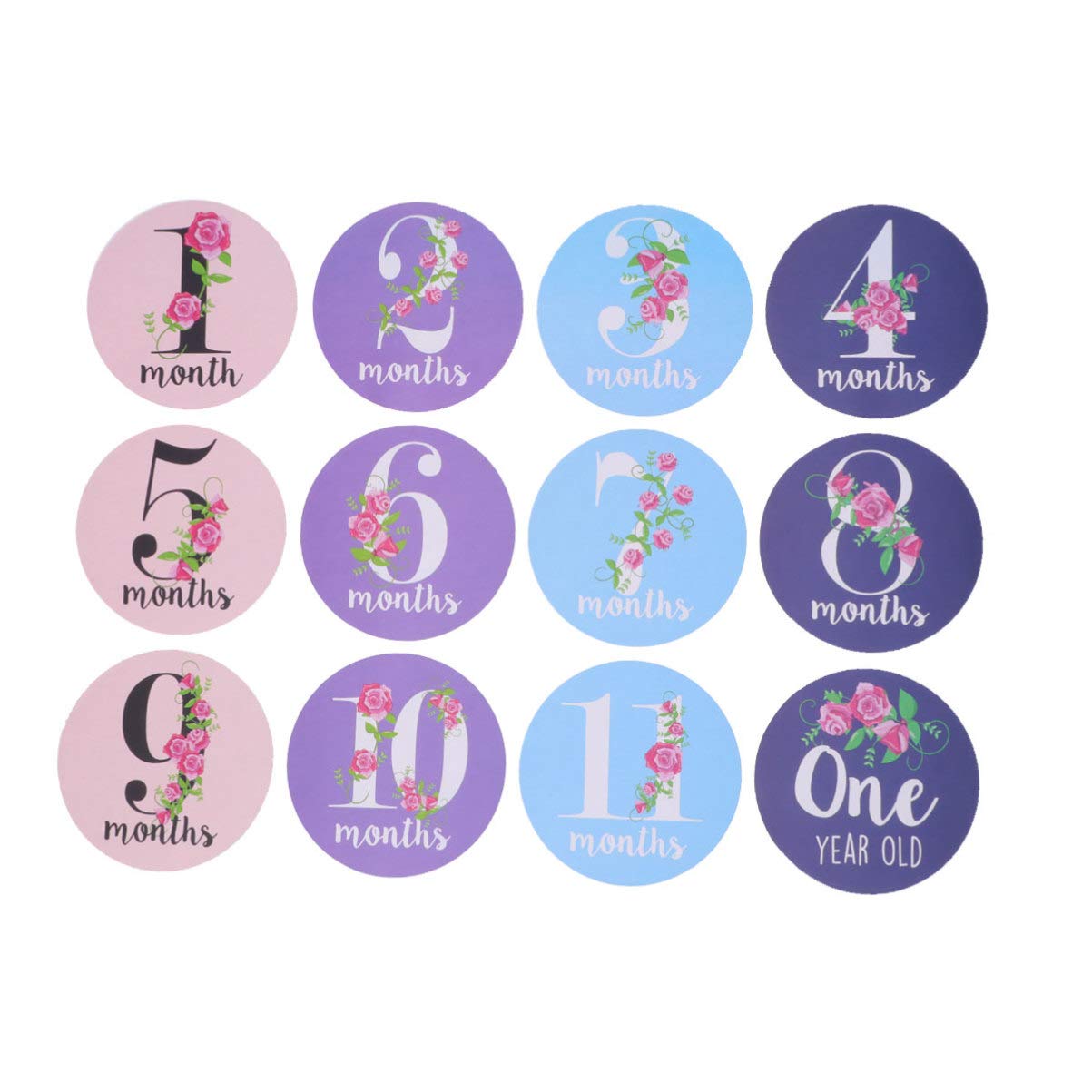 HEALLILY Baby Monthly Stickers Infant Milestone Stickers Milestone Stickers Newborn Month Stickers for Baby Girl Boy 12pcs