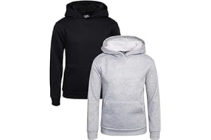 Quad Seven Boys Pullover Hoodie - 2 Pack Soft Fleece Basic Hooded Sweatshirt for Boys with Pockets (Sizes: 8-18)