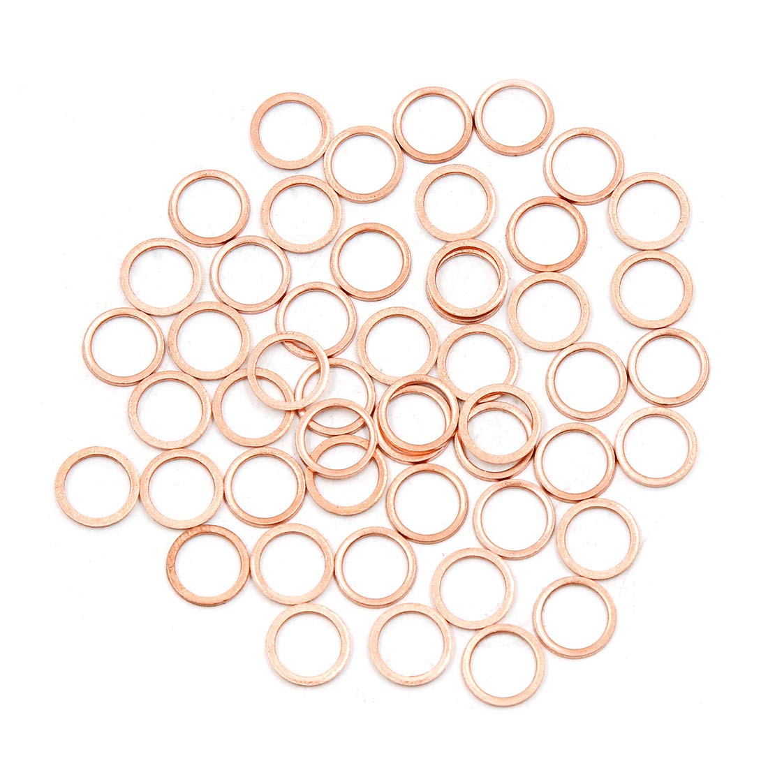 X AUTOHAUX 50 Pcs 8mm Inner Diameter Copper Washers Flat Sealing Gasket Rings