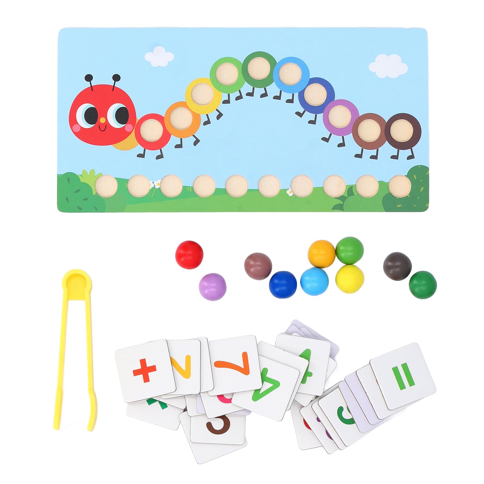 BSTCAR Wooden Clip Bead Toy Kids Baby Caterpillar Board Games Math Counting and Montessori Puzzle Jigsaw Early Education Puzzle Board Game