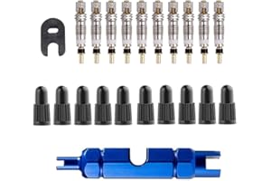 Saipor Presta Valve Core Repair Kit- 10Pieces Presta Tubeless Valve Core + 10Pieces Presta Valve Stem Caps + Blue Bicycle Pre