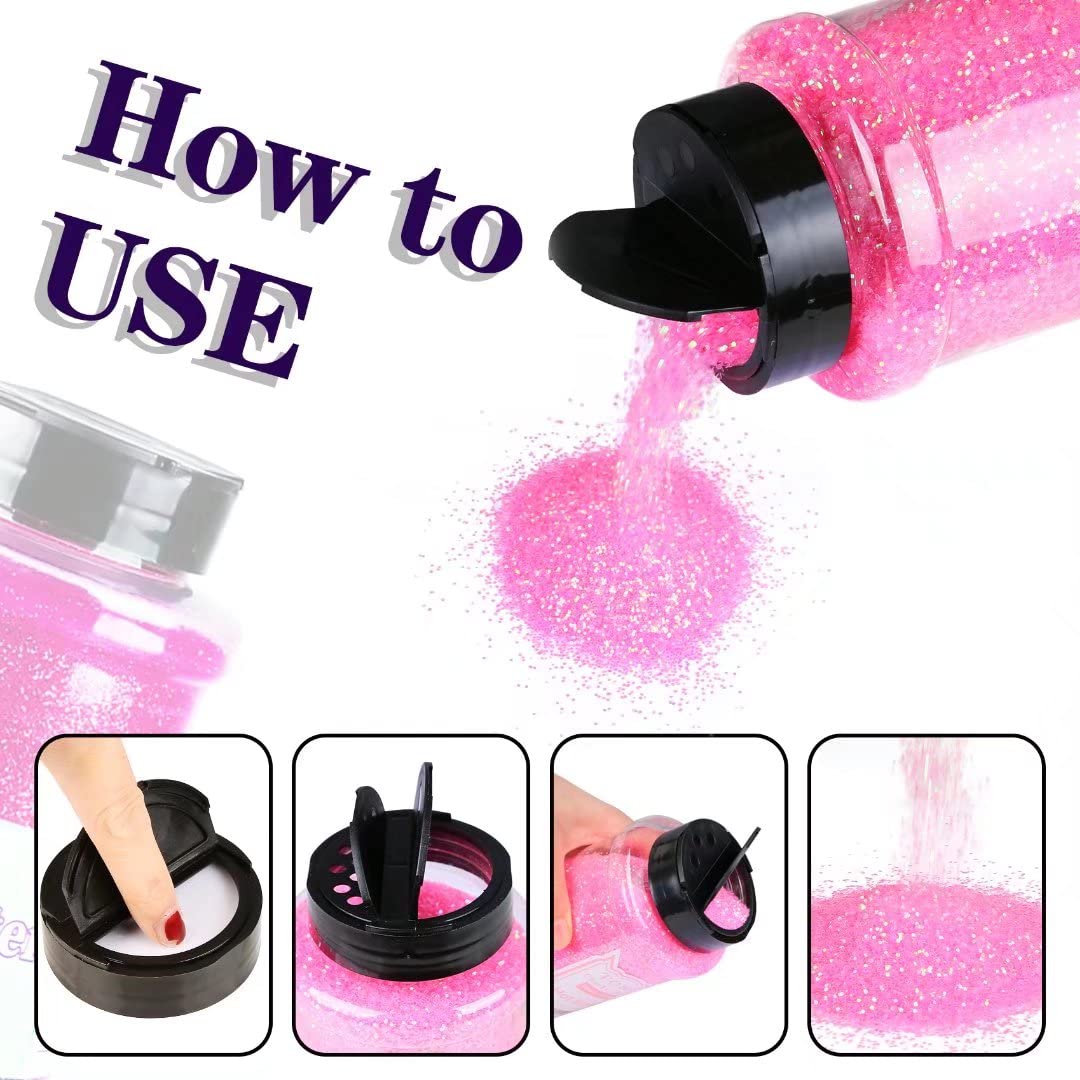 TORC Iridescent Hot Pink Chunky Glitter 1 Pound 16 OZ Glitter for Resin Crafts Tumblers Cosmetic Makeup Nail Art Festival Decoration