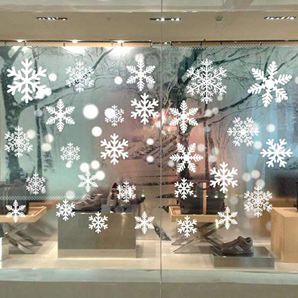 LONGTEN Christmas Snowflake Window Clings Decal Wall Static Electricity