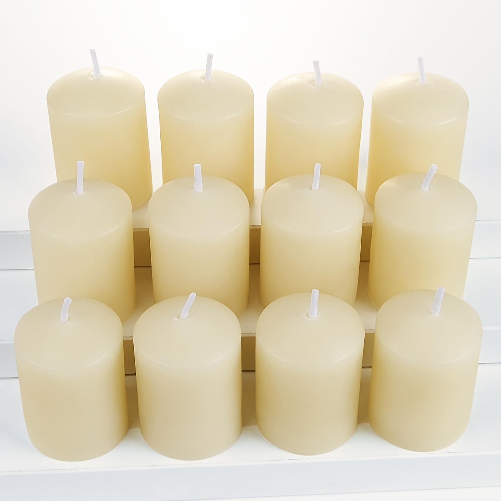 Photo 1 of TELOSMA Natural Beeswax Candles Drippless - Smokeless Pure Beeswax Votive Candles - Mini Beeswax Pillar Candle for Home, Restaurants, Parties Decorations -Pack of 12, Off White