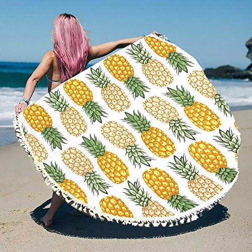 Round Beach Throw/ Round Beach Shawl/ Wrap/ Round Picnic Throw/ Round Tablecloth/ Round Wall Tapestry/ Round Beach Blanket (Pineapple)