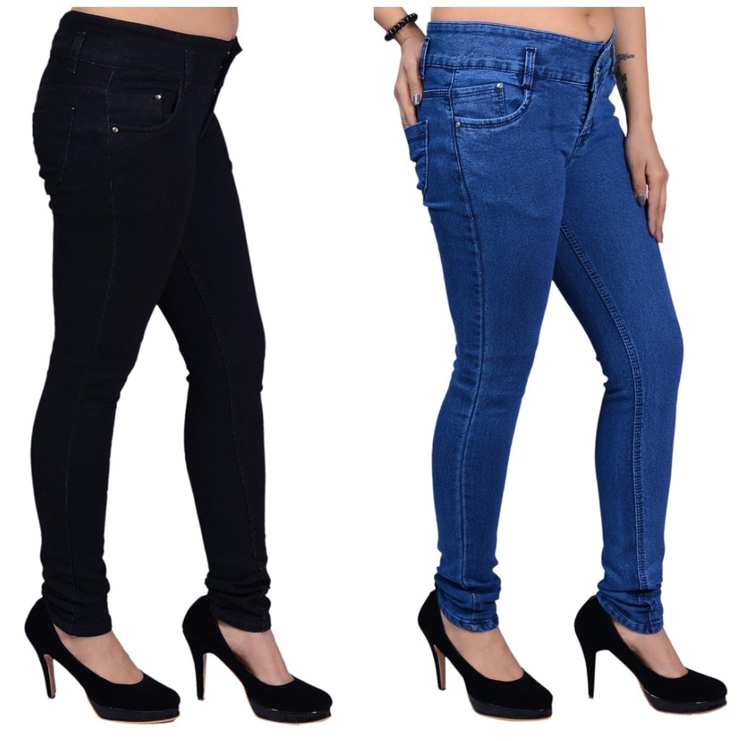 women's denim jeans combo, full strechable, (pack of 2)