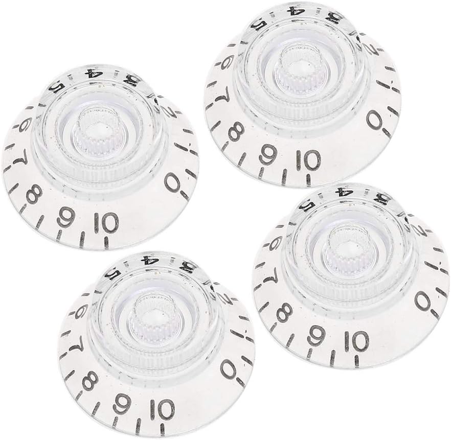 Musiclily Pro Imperial Inch Size Guitar Bell Top Hat Knobs Compatible with USA Made Les Paul Style,Transparent (Set of 4)