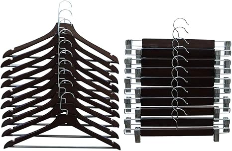 Amazon Co Jp 木製ハンガー ズボンハンガー 衣類ハンガー 10本 ズボンハンガー 10本 洋服ハンガー 洋服 スーツ スカート ズボン おしゃれ 高級感 本組セット ブラウン Wcta10br ホーム キッチン