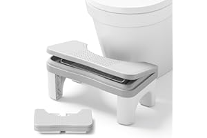 OSIVAEX Foldable Toilet Stool Squat Adult, 7" Height Adjustable Poop Stool for Bathroom, Portable Squatting Potty Toilet Step Stools for Adults, Ergonomic Foot Stools for Travel, Gray