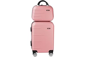 Kit Mala de Bordo Silent Ipanema + Frasqueira - Padrão ANAC | Rígida em ABS | 4 Rodas Duplas 360° | Cadeado Numérico Integrado | Leve e Resistente (Rosa Candy)
