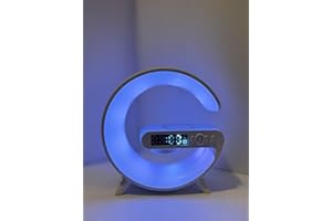 4-in-1 Bluetooth Speaker with Clock, 15W Wireless Charger, Multicolor LED Nightlight, Digital Alarm