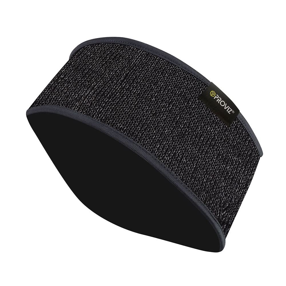 Proviz REFLECT360 Explorer Reflective Breathable Unisex Fleece-Lined Running Sports Headband Hi Visibility, Black