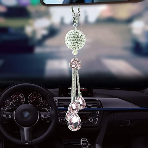 Amazon Com Royalfox Tm Luxury 3d Bling Fancy Hanging Crystal With Charm Car Ornament Decor Rear View Mirror Decoration Bling Car Accessories For Women Girls Interior Decorations Car Home Decor Pink