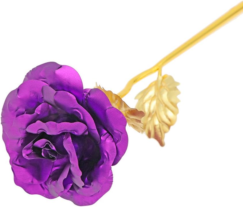 24K Gold Rose Flower with Gift Box, Long Stem Gold Foil Artificial Forever Rose Flower - Image 3