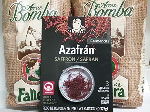 Lot of 2kg. Paella Bomba Rice La Fallera + 0,375gr Saffron Threads Carmencita