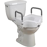 Drive Medical RTL12027RA 2-in-1 Raised Toilet Seat with Removable Padded Arms, Standard Seat