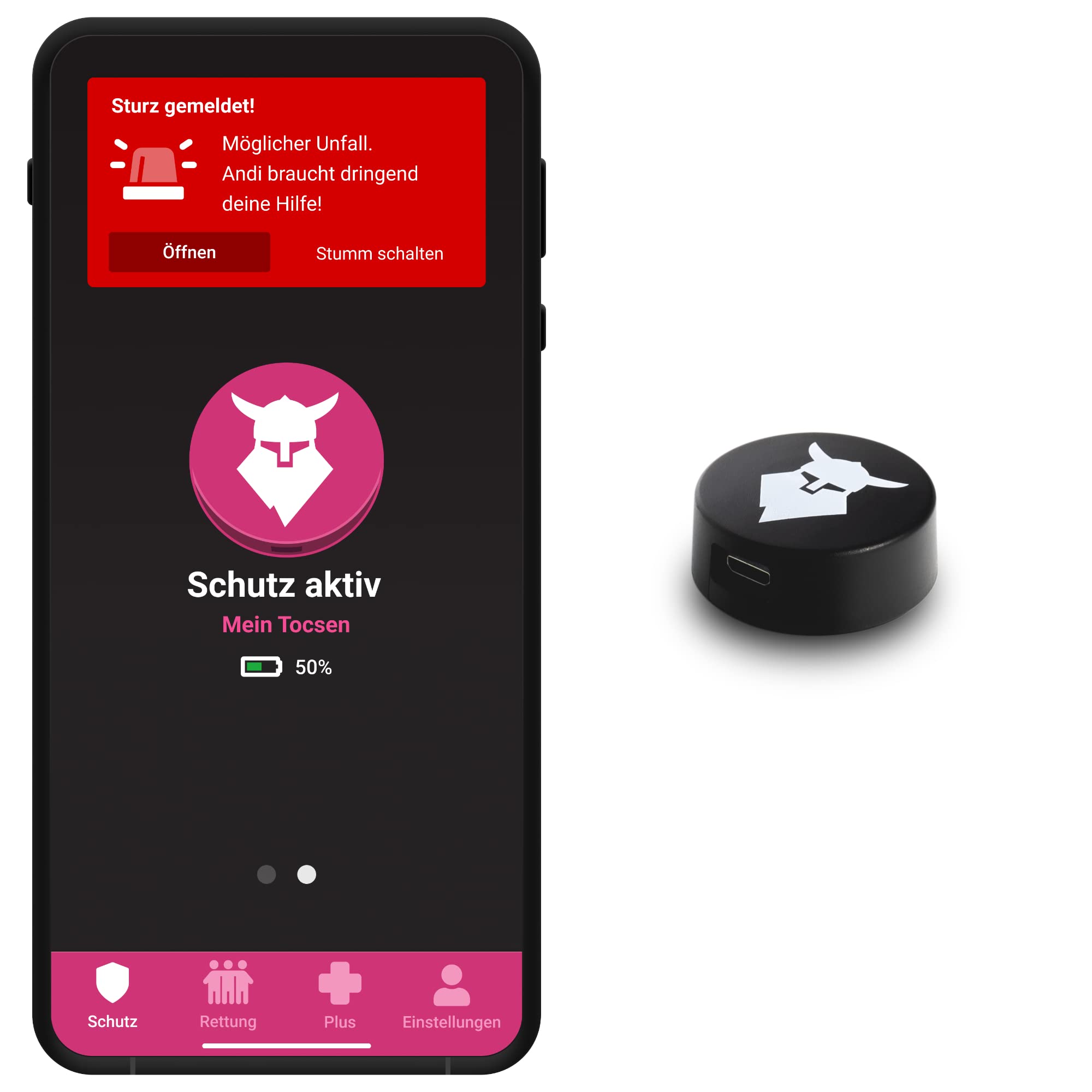 uvex Tocsen Crash Sensor - for Cycling-, ski-, and Riding Helmets - Rechargeable - Schwarz - One Size