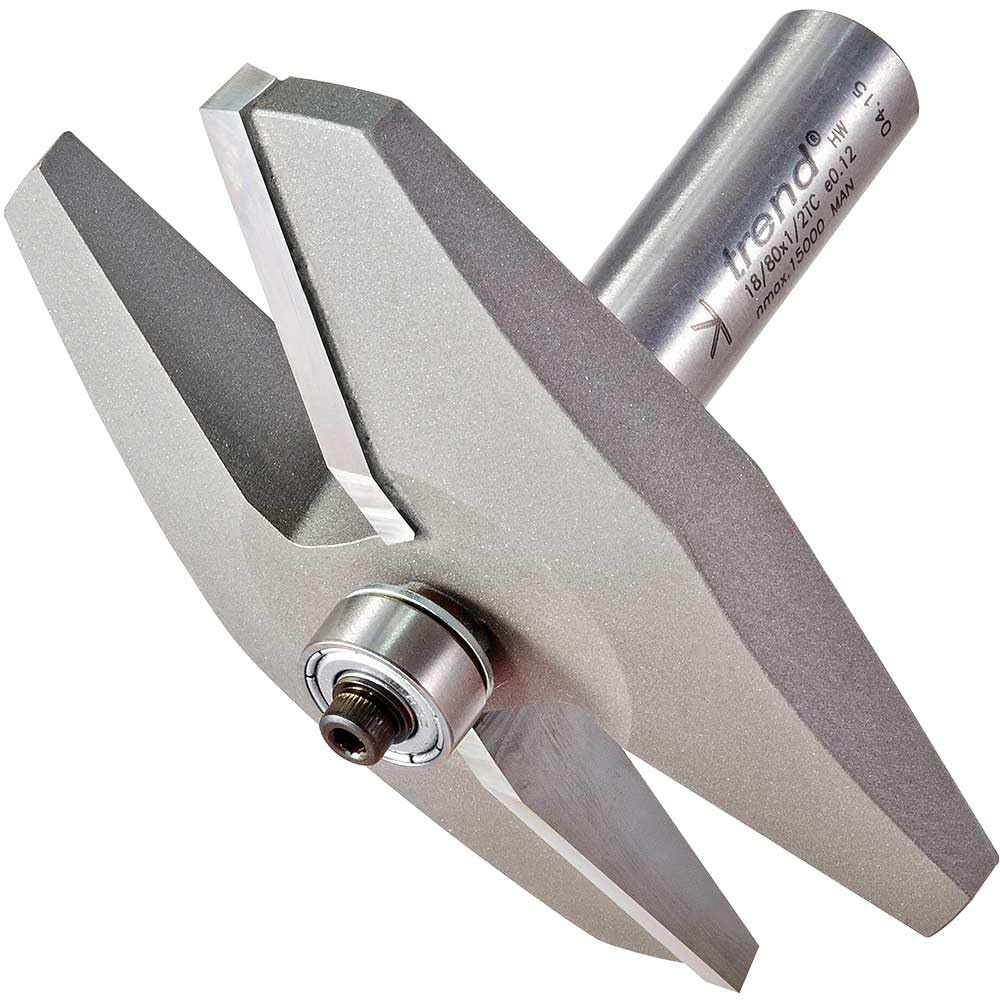 Trend Professional Large Bevel Panel Raiser Bearing Guided Router Cutter, 1/2 Inch Shank, 86mm Cut Diameter, 12.7mm Cut Length, 15-Degree Bevel Angle, 18/80X1/2TC