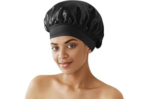 Zixsavk Silk Bonnet for Sleeping Women - Waterproof Shower & Sleep Hair Protector, Adjustable Silk Night Cap for Curly/Natural Hair