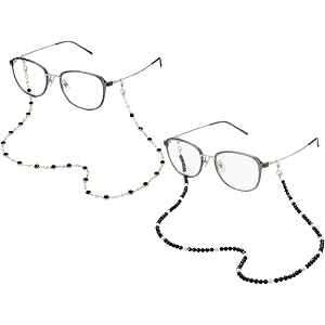 ETZRUNO Glasses Chain, 2PCS, Beaded Lanyard | Anti-Slip Loop, Acrylic Crystal Stainless Steel Cord, Reading Eyeglasses Sungla