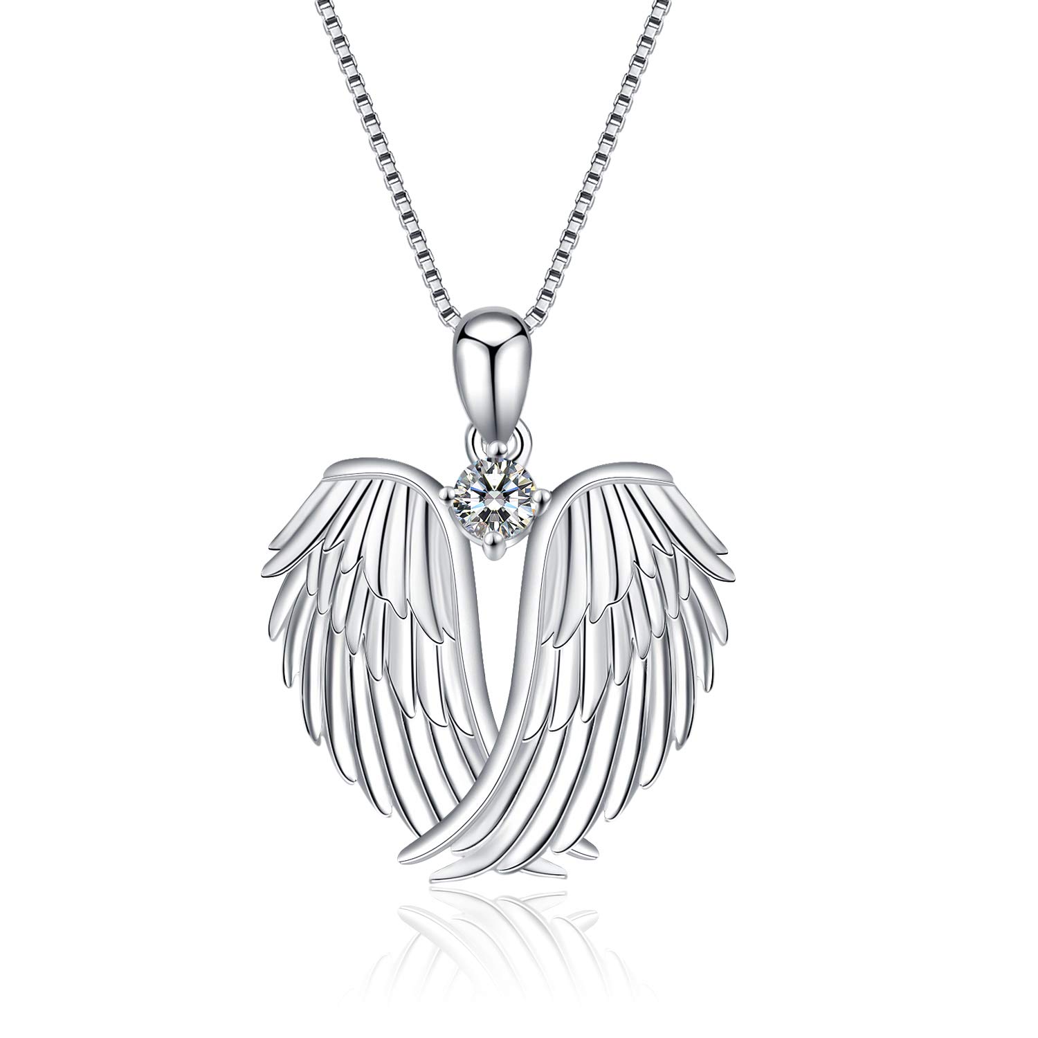 Yfn 925 Sterling Silver Guardian Angel Wings Pendant Necklace Jewelry For Women Gifts Necklace