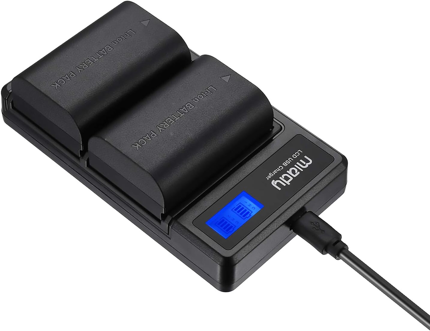 Miady 2-Pack LP-E6/LP-E6N Battery and Dual LCD Battery Charger Set, Compatible with EOS 5D Mark II, 5D Mark IV, 6D, 7D, 60D