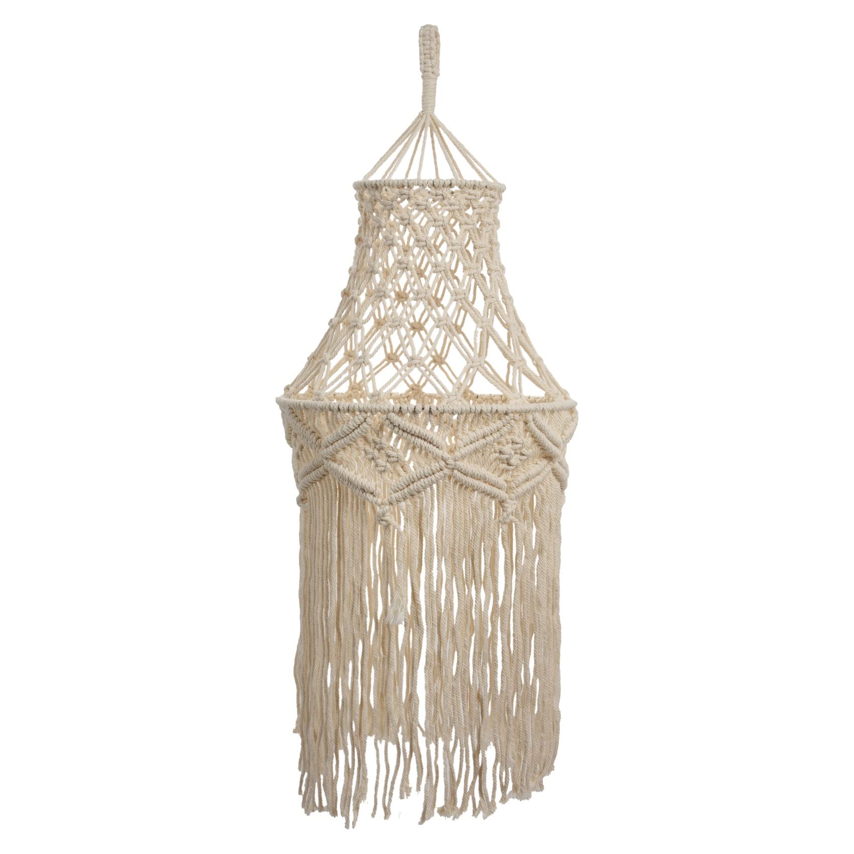 Ticarus Macrame Lamp Shade Hanging Pendulum Light Hanging Light Cover Handwoven Bohemian Tapestry Chic Tassel Pendant Light Shade Lampshade for Apartment Dorm Room Decor,30 x 80 cm