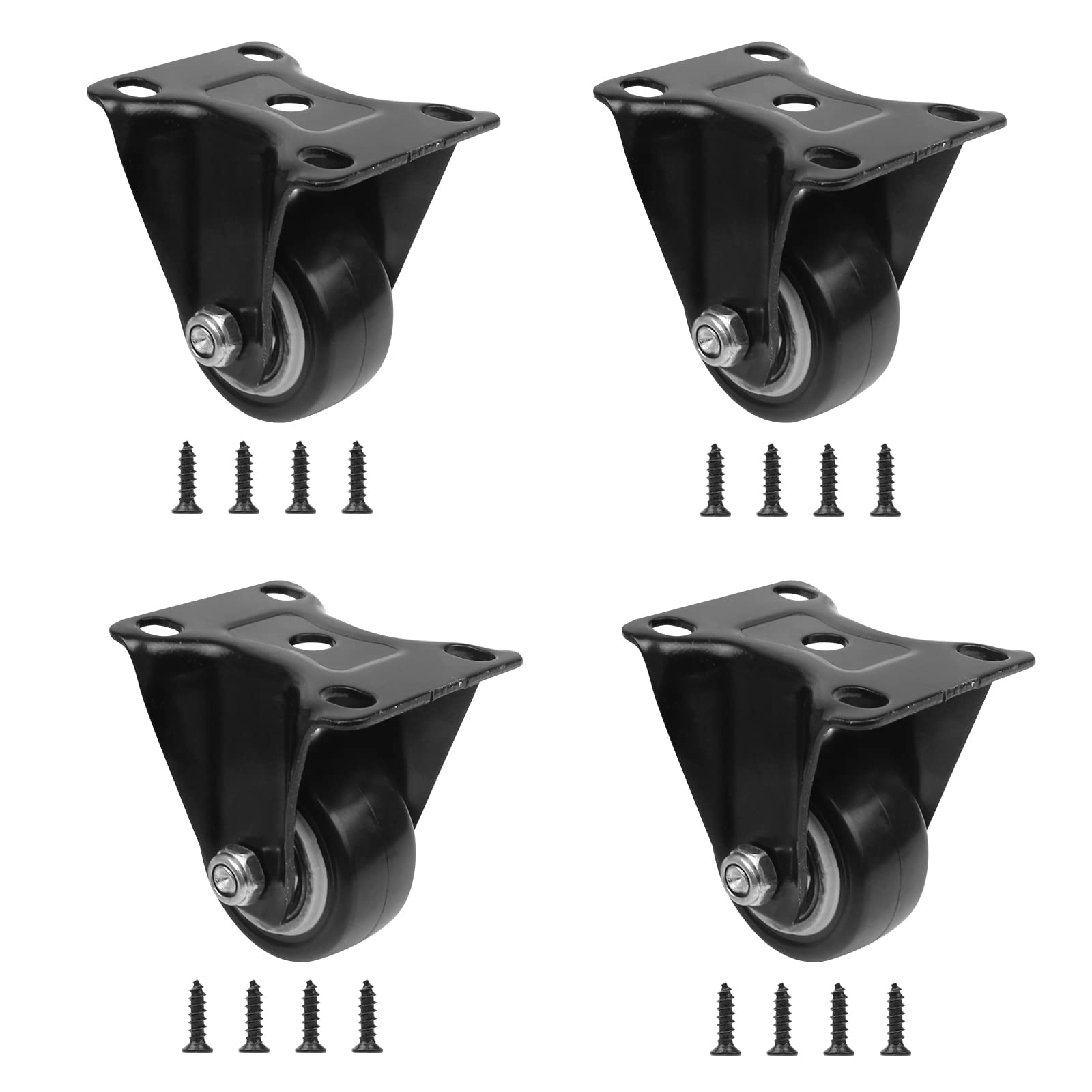 QOPAHI Castor Wheels 40mm, Fixed Caster Wheels Set of 4 Silent Rubber Heavy Duty Casters for Furniture Trolley Cart Cabinet Moving, Load Capacity 35kg Each