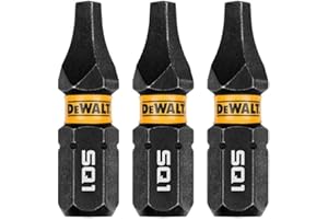 DEWALT FLEXTORQ Square #1 Bits 3Pk, Robertson 1/4 x 1in for Impact Drivers & Drills, Hex Shank (DWAF1SQ1IR3)
