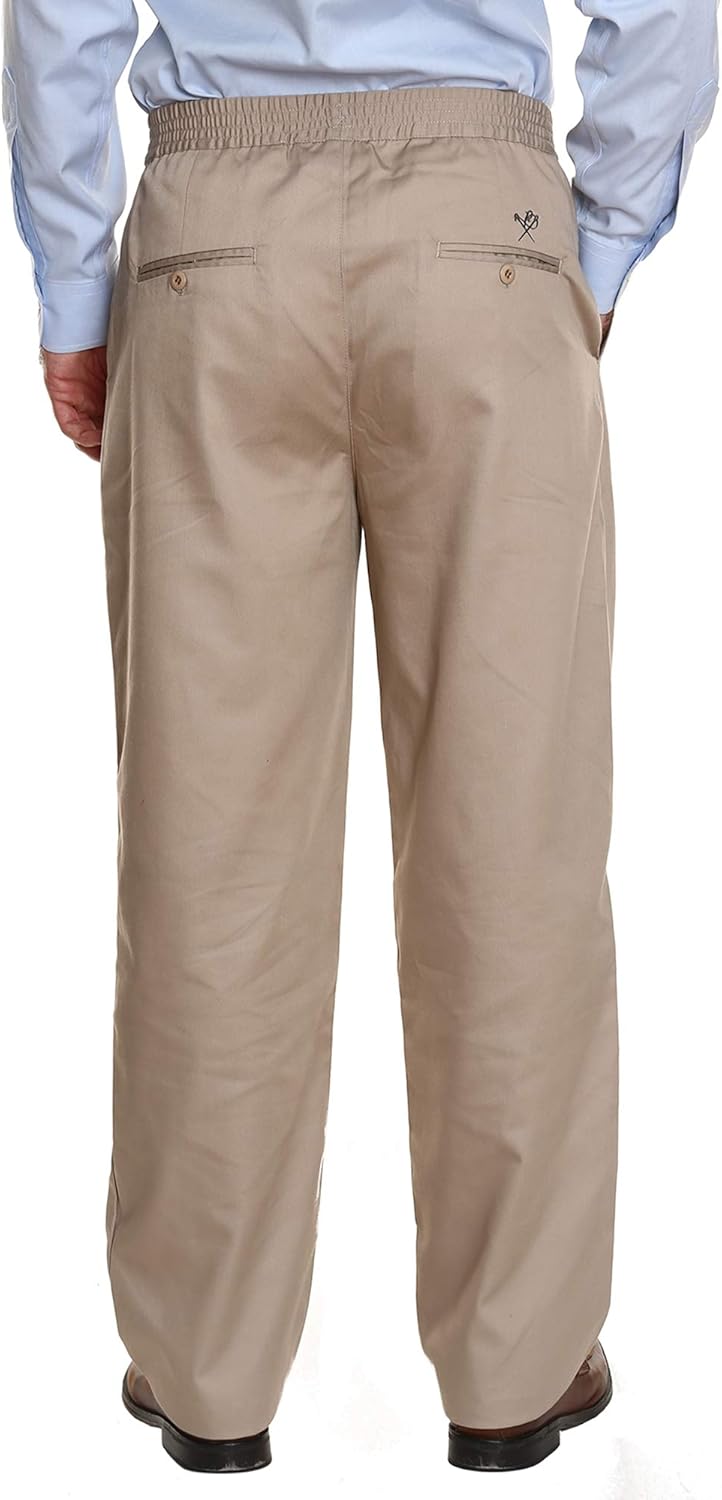 Pembrook Men's Full Elastic Waist Twill Casual Pant at  Men’s Clothing store