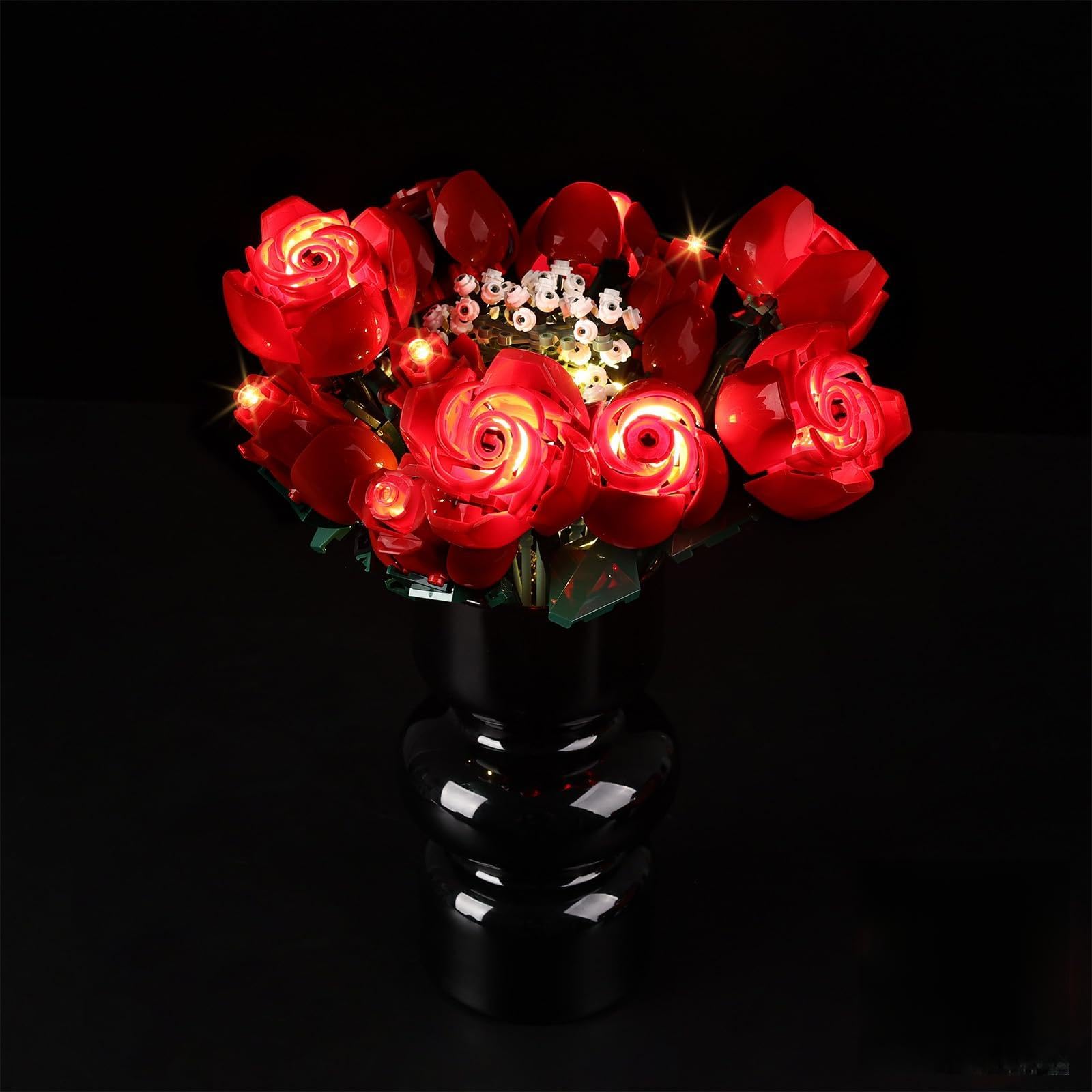 Kyglaring LED Light Kit for Lego Icons Roses Bouquet 2024 Building Sets, The Flower Bouquet Lighting Kit Compatible with Lego 10328 Botanical Collection, Gift for Valentine's Day-No Model(RC Version)