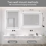 Dripex LED Bathroom Mirror 500x700 mm Dimmable 3 Color Temp Anti-Fog IP54 view 6