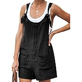 Yeokou Women's Casual Summer Cotton Linen Rompers Overalls Jumpsuit Shorts