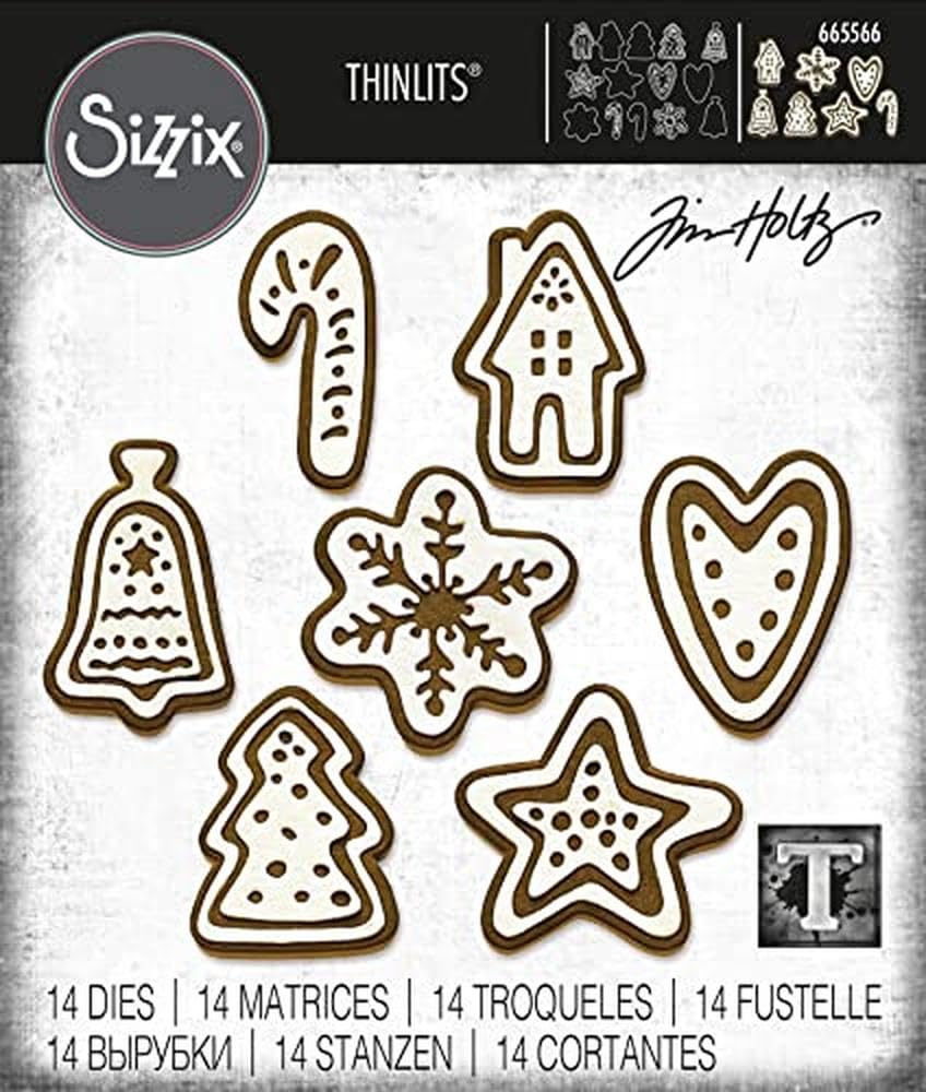 Sizzix Thinlits Die Set 14PK Christmas Cookies by Tim Holtz, 665566, Multicolour, One Size